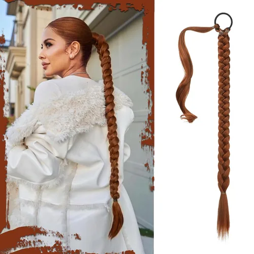Vista 68 de SOFEIYAN Extensión de cola de caballo trenzada larga con banda elástica y mechón liso envolvente, extensiones de cabello naturales suaves
