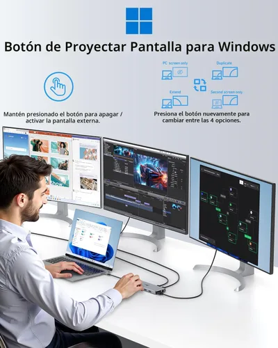 Vista 8 de Estación de acoplamiento USB C 13 en 1, monitor doble, pantalla triple, 8 puertos USB C/A, Ethernet, audio, concentrador USB C LIONWEI para MacBook