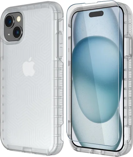 Vista 27 de Diverbox Funda para iPhone 15 [a prueba de golpes] [a prueba de caídas] [protector de pantalla de vidrio templado], funda de protección resistente