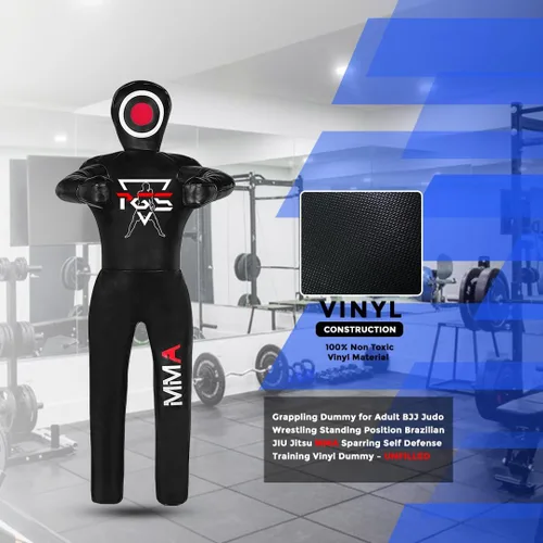 Vista 6 de PGS Grappling Dummy - Socio de entrenamiento de lucha libre sin relleno, BJJ, MMA, judo y karate, saco de boxeo de vinilo duradero para práctica