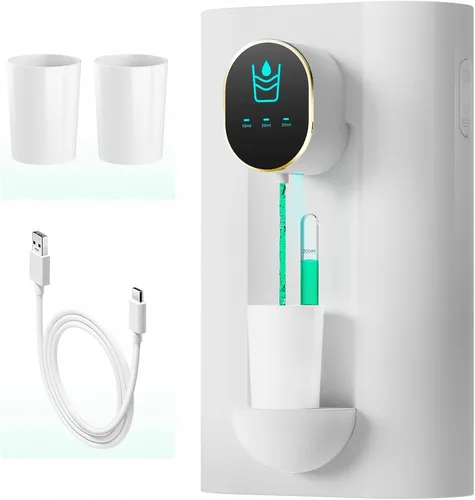 Vista 6 de Oylik Dispensador automático de enjuague bucal de 18.26 onzas, dispensador de enjuague bucal sin contacto para baño, 2 tazas magnéticas recargables