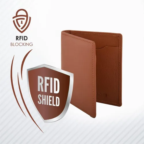 Vista 5 de Cartera de piel delgada con bloqueo RFID para hombre