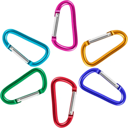 Vista 2 de GOGO 48PCS mosquetón clip de llavero de 3 pulgadas, gancho de mosquetón de metal de aluminio en forma de D