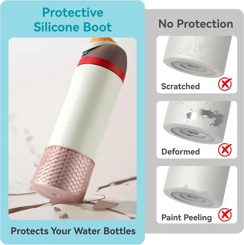 Vista 6 de Funda de Silicona para Botella de Agua Owala de 24oz, Manga Protectora Antideslizante Brillante para Botella de Agua Owala que Protege las Botellas