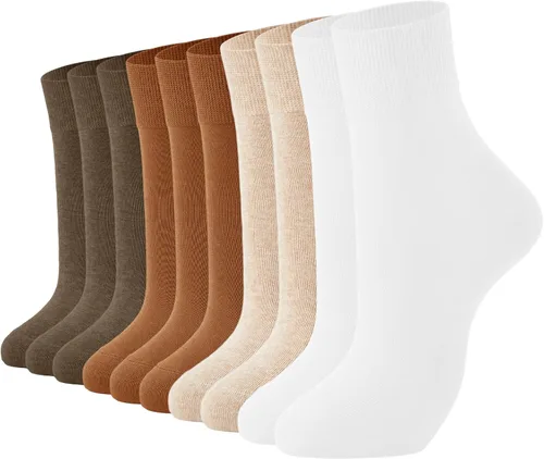 Vista 7 de J-BOX Calcetines deportivos para mujer, calcetines casuales de algodón, suaves y transpirables, 10 pares Multicolor (5 pares)