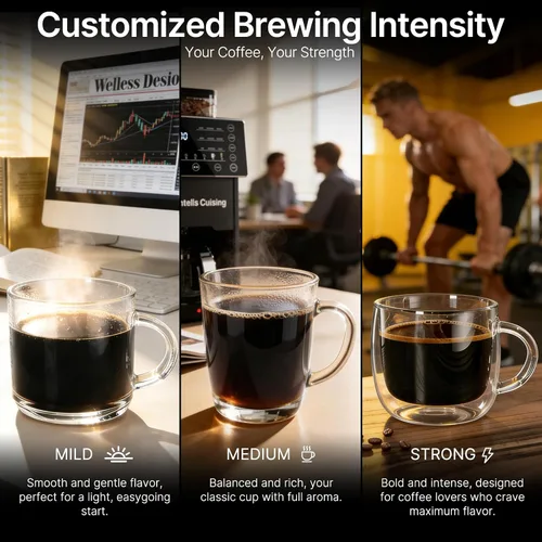 Vista 6 de Cafetera de cocina URintells con molinillo, máquina programable automática Negro mate