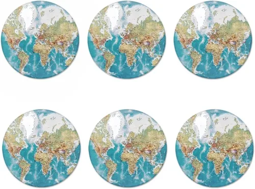 Vista 5 de Mumeson Juego de 6 posavasos de goma para bebidas, diseño de muñeco de nieve de dibujos animados, vajilla absorbente de humedad para taza de café
