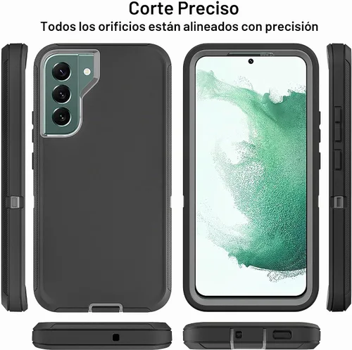 Vista 5 de Funda para Galaxy S22 Plus con protector de pantalla de TPU flexible [2 unidades], 3 en 1, cuerpo completo, a prueba de golpes, resistente a prueba