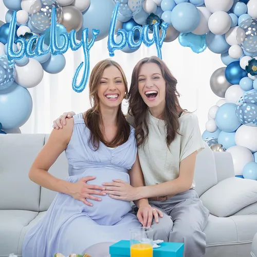 Vista 7 de Amandir 137 globos de color azul bebé, decoraciones para baby shower para niño