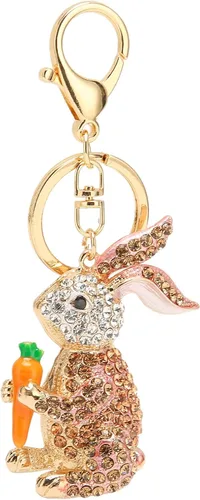 Vista 6 de Betued Key Chains Metal Rabbit Keychain Quick Release Keychain Organizer Portable Key Rings Inlaid Decoration Cartoon Bunny