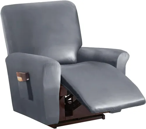 Vista 30 de Vctops - Funda elástica de 6 piezas para sofá biplaza reclinable, de cuero sintético impermeable, protector de muebles antideslizante con borde Negro