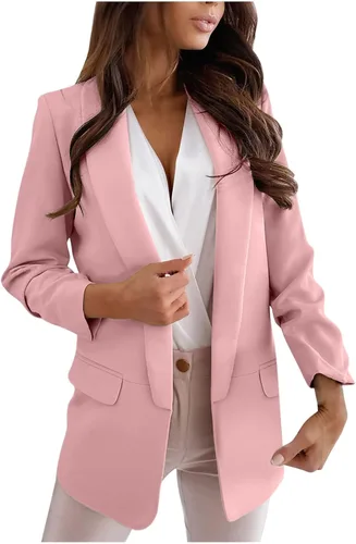 Vista 29 de Chaquetas tipo blazer para mujer, chaqueta de cárdigan de moda con frente abierto, chaqueta casual de manga larga para el trabajo y la oficina