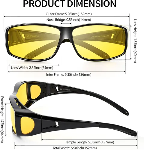Vista 2 de URUMQI Gafas de conducción de visión nocturna para hombres y mujeres, lentes polarizados antirreflejos, lentes de alta definición amarillas