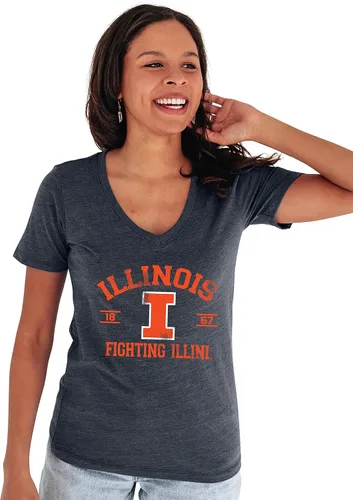 Vista 6 de Blue 84 NCAA Camiseta de mujer de tres combinaciones con mascota