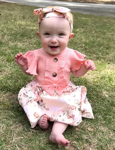 Vista 2 de Vestido de niña recién nacida, floral, manga con volantes, casual, vestido de playa, vestido de princesa con falda de princesa, vestidos de verano