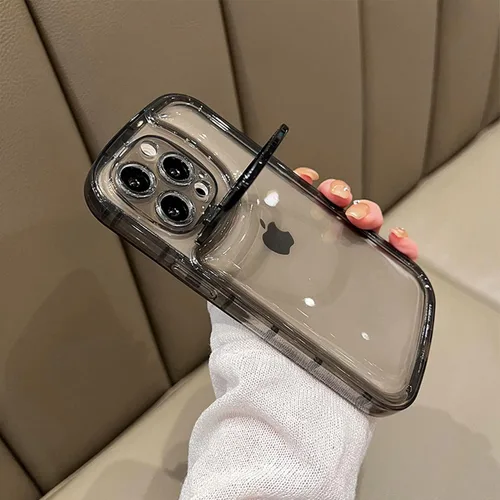 Vista 2 de Ownest Funda compatible con iPhone 12 con función atril transparente, diseño creativo con soporte para cámara para TPU delgada, a prueba de golpes