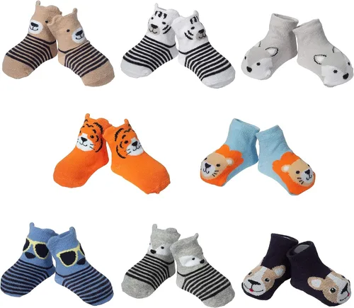 Vista 2 de Little Me Paquete de 8 calcetines para bebé temática de animales de 0 a 12 meses Multi