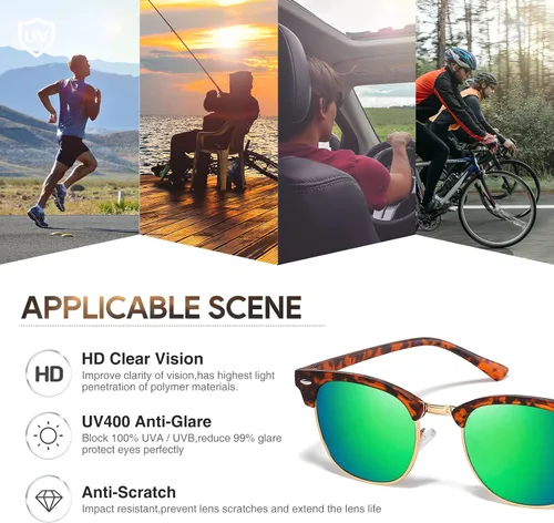 Vista 4 de AOMASTE Sunglasses MenMens Polarized Sunglasses for Men Women,Classic Semi-Rimless Sun Glasses