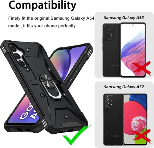 Vista 7 de Miimall Funda resistente para Samsung Galaxy A54 0.18 oz, cuerpo completo, soporte de anillo giratorio, protección a prueba de caídas de grado