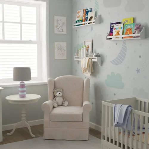 Vista 2 de Conjunto de 3 estanterías de pared resistentes de madera de abedul para habitaciones infantiles