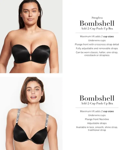 Vista 5 de Victoria's Secret Bombshell - Brasier push up sin tirantes para mujer (32A-38D)