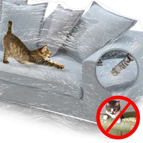 Vista 5 de KEBE Funda de sofá transparente y más gruesa para mascotas, protector de plástico resistente al agua a prueba de arañazos de gatos y perros, funda