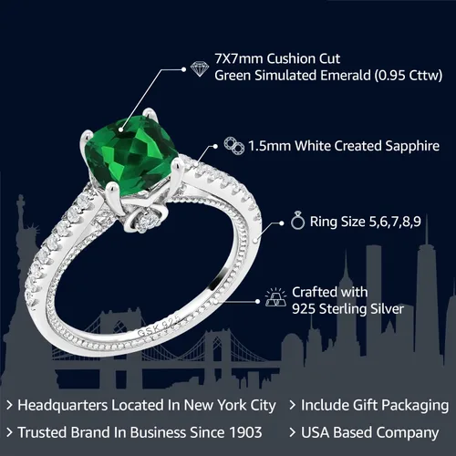 Vista 2 de Gem Stone King Anillo de compromiso de plata de ley 925 con piedra natal de 0.276 in y zafiro blanco creado Anillo de compromiso de boda