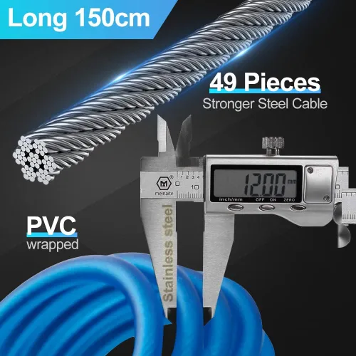 Vista 6 de Candado de bicicleta Candado de cable con combinación sin llave eLinkSmart: Candado de cable impermeable azul de 59.1 in de largo de acero