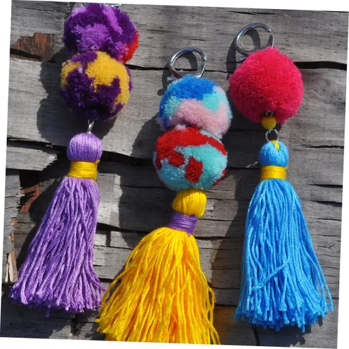 Vista 3 de AOKWAWALIY 2pcs tassel keychain fluffy keychain backpack keychains Funny Key Chain Tassels Keyring Tassels Keychain