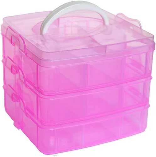 Vista 9 de Kamay's Caja de almacenamiento de plástico apilable de 3 niveles con ranura ajustable y transparente para manualidades, bandeja organizadora de 3