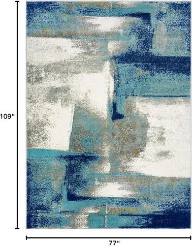 Vista 2 de LUXE WEAVERS Lagos Collection 7558 - Alfombra abstracta azul claro de 6 x 9 pies
