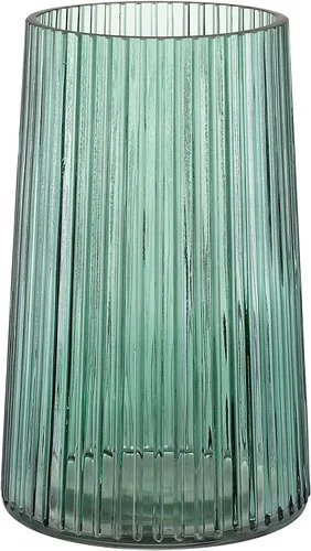 Vista 15 de Jarrón de vidrio ámbar para flores, florero para ramo, jarrones de vidrio modernos, jarrones acanalados para sala de estar, dormitorio, mesa