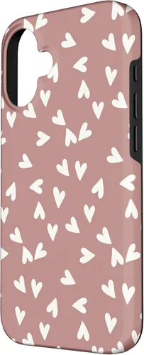 Vista 2 de Simple Chic Boho Heart Pattern - Carcasa para iPhone 16, color rosa polvoriento