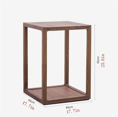 Vista 3 de Mesa auxiliar cuadrada para decoración del hogar, mesa de esquina de madera, sala de estar, sofá de doble capa, pequeña mesa de centro