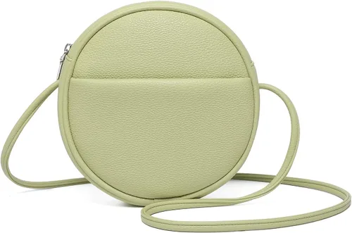 Vista 25 de Bolso circular para mujer, bolso cruzado redondo con cremallera Verde militar/nailon