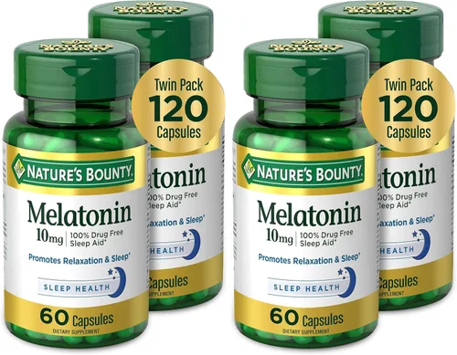 Vista 7 de Nature's Bounty Melatonina, promueve la relajación y la salud del sueño, 10 mg, cápsulas, 60 unidades (paquete de 2)
