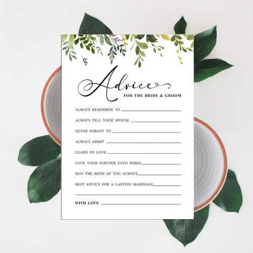 Vista 7 de Paquete de 50 tarjetas de consejos de vegetación, consejos y deseos para la novia y el novio, actividades de juego de boda Mr y Mrs de 5 x 7 pulgadas