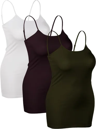 Vista 364 de Emmalise Camisola larga casual básica para mujer, con tirantes ajustables, top en capas