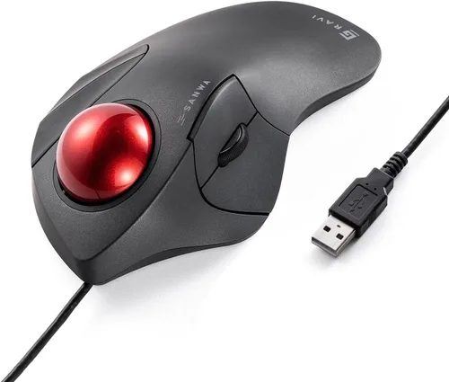 Vista 8 de SANWA Ratón ergonómico inalámbrico Bluetooth 5.1 + 2.4 G, mouse de bola de control de dedos, interruptor de 3 dispositivos, botones programables