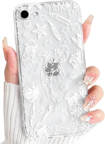 Vista 76 de NITITOP Funda para iPhone 13 Clear Sea Animal - Pez negro Pescado Negro