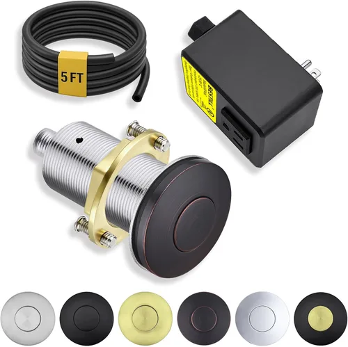 Vista 17 de BESTILL Kit de Interruptor de Aire para Triturador de Basura - Certificado UL, Latón 2.95" Corto para Parte Superior del Fregadero, Botón de Níquel