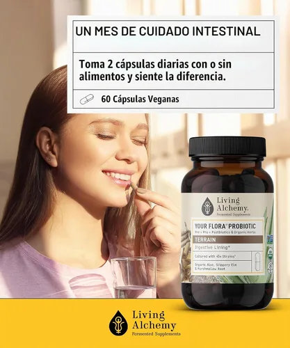 Vista 9 de Living Alchemy Your Flora Probiotic Terrain, vegano, sin OMG, 60 piezas