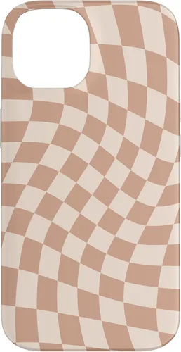 Vista 4 de iPhone 16 Beige Cream Twisted Checkered Swirl 60s 70s Aesthetic Brown Case