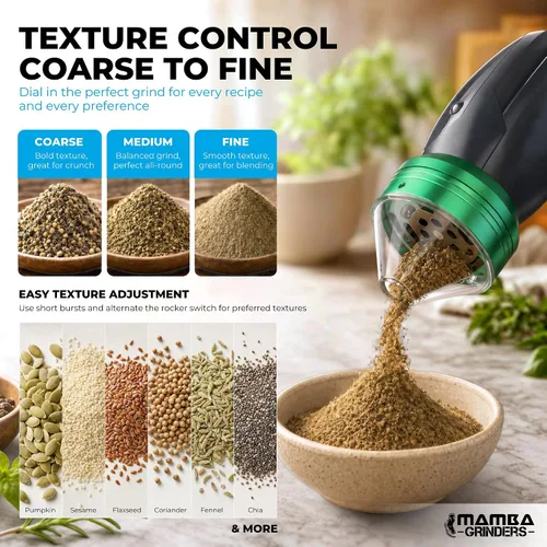 Vista 4 de Mamba Original Electric Seed Grinder, USB-C Rechargeable Spice Mill, Gray