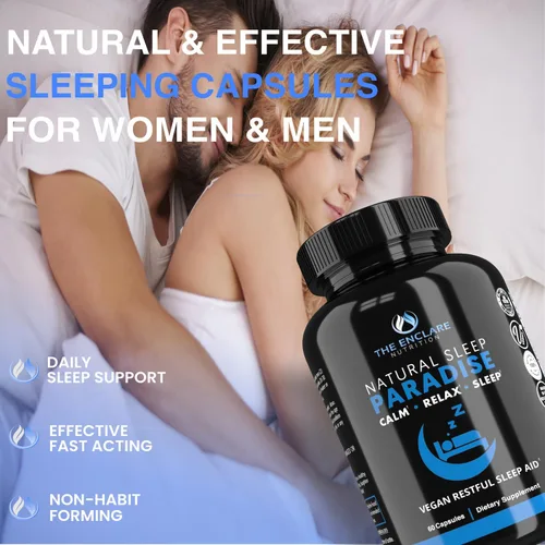 Vista 10 de THE ENCLARE NUTRITION Melatonina 10 mg ayuda para dormir para adultos con Ashwagandha, GABA, 5HTP, L teanina, vitamina B6, inositol, calcio