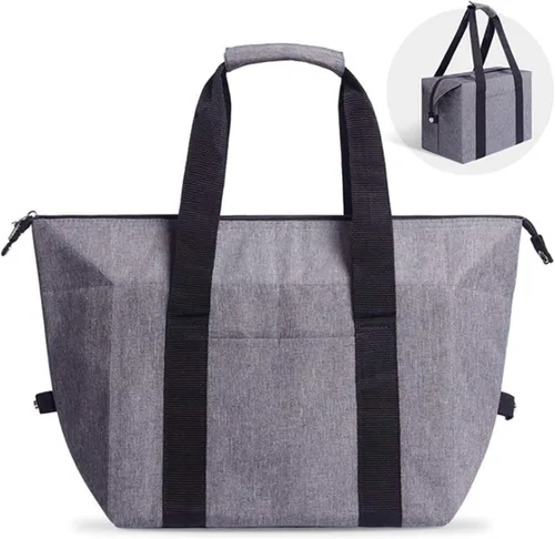 Vista 10 de Bolsas enfriadoras de compras aisladas con cremallera superior para comestibles, bolsa de espuma térmica reutilizable para viajes, picnic