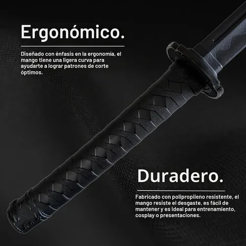Vista 4 de E-BOGU Espada de entrenamiento de polipropileno (juego de espada negra larga de 39 pulgadas y corta de 23.5 pulgadas)