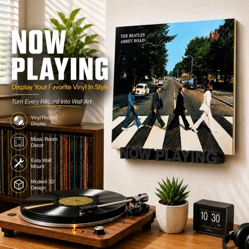 Vista 2 de WPESI Now Playing Soporte de pared para discos de vinilo (negro)