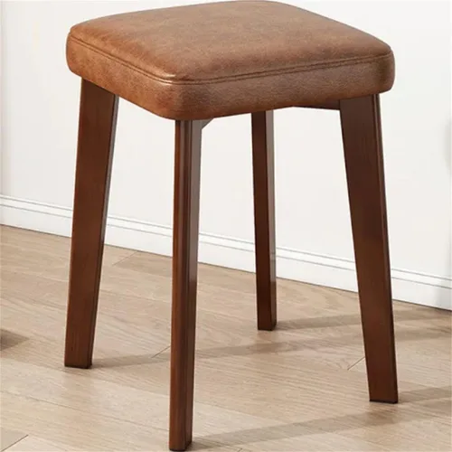 Vista 15 de Solid Wood Square Office Stool Stackable & Scratch Resistant Stool Living Room Dining Table Stool High Stool Makeup Stool Fabric Small Square Stool
