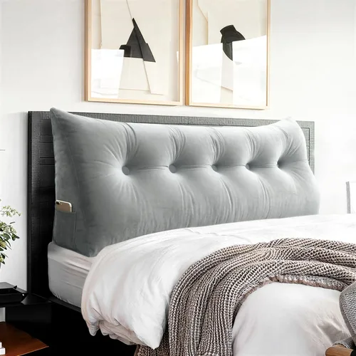 Vista 16 de Almohada de cabecero – Almohada de cama grande 3 en 1 como almohada de lectura de cuña, almohada grande para sofá cama o respaldo de apoyo, almohada